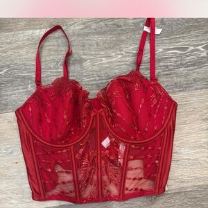 Red Lace Bustier Top